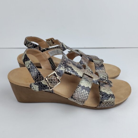 Vionic Womens 8 Glenda Strappy Wedge Sandals In Snakeskin Print - Picture 3 of 8
